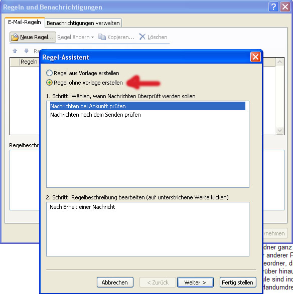Outlook Regel erstellen