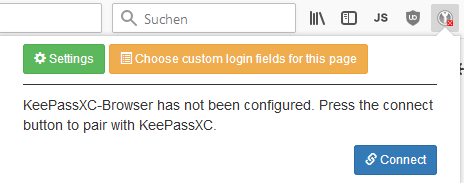 keepassxc firefox first connect