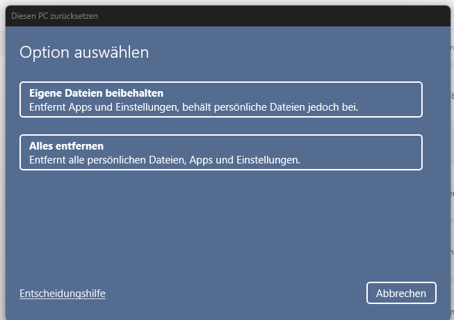 windows zuruecksetzen